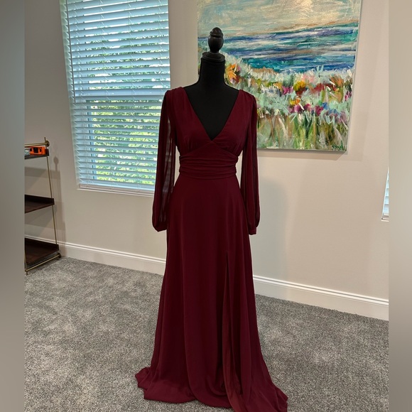 Love you so Burgundy Lulus Bridesmaid Dress Size XS - Picture 2 of 4